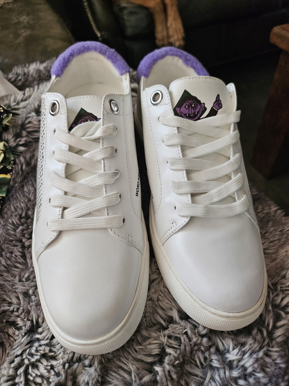 Kenneth Cole Kam X Collab Alexander John White Leather Sneakers Sesame St COUNT